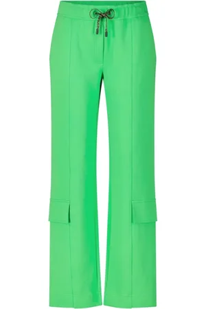 Marc Cain Broeken, Dames, Groen, L, Cargo joggingbroek met luipaardprint