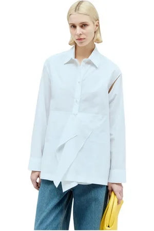 J.W.Anderson Blouses & Shirts, Dames, Wit, S, Katoen, Peplum Drape Shirt