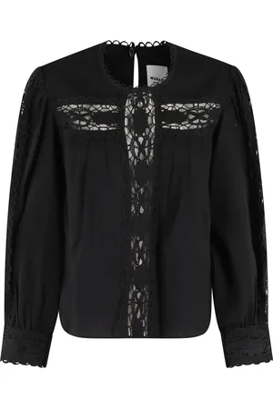 Isabel Marant Blouses & Shirts, Dames, Zwart, M, Katoen, Zwarte lange mouw geborduurde blouse