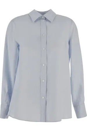 LARDINI Blouses & Shirts, Dames, Blauw, M, Linnen, Dames Overhemd, Stijlvol en Trendy