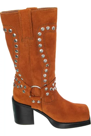 Jeffrey Campbell Schoenen, Dames, Bruin, 37 EU, Suède, Bruine Suède Laarsjes met Noppen en Blokhak