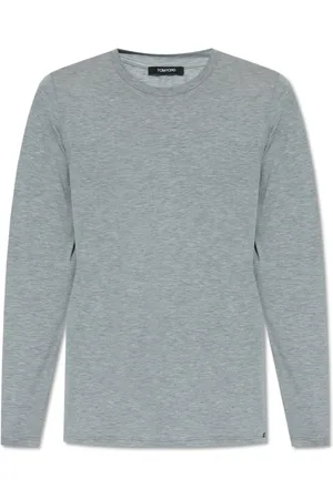 Tom Ford Tops, Heren, Grijs, L, Katoen, T-shirt met ronde hals