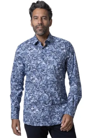 Karl Lagerfeld Overhemden, Heren, Blauw, 2Xl, Shirt met bloemenpatroon