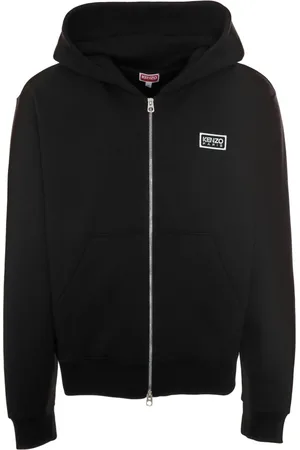 Kenzo Sweatshirts & Hoodies, Heren, Zwart, M, Katoen, Tweekleurig Sweatjack met Capuchon