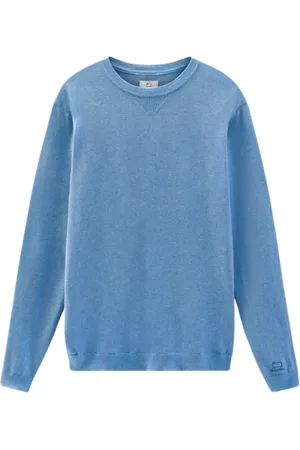Woolrich Sweatshirts & Hoodies, Heren, Blauw, L, Katoen, Trui met geborduurd logo