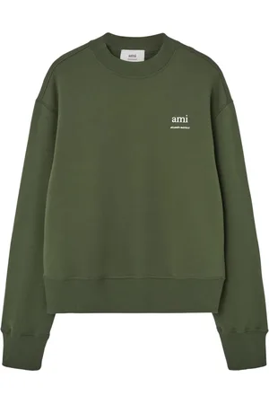 Ami Sweatshirts & Hoodies, Heren, Groen, L, Katoen, Oversized Katoenen Sweater