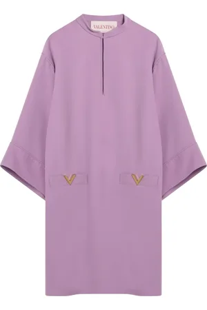 VALENTINO GARAVANI Kleedjes, Dames, Paars, XS, Lila Zijden Mini Jurk