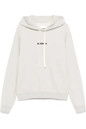 Jil Sander Sweatshirts & Hoodies, Heren, Grijs, M, Katoen, Grijze Logo Sweatshirt met Trekkoordcapuchon