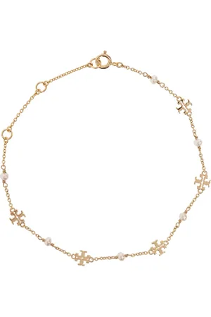 Tory Burch Accessoires, Dames, Geel, ONE Size, Kira Pearl Delicate Chain Armband