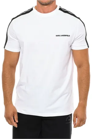 Karl Lagerfeld Tops, Heren, Wit, M, Katoen, T-shirt met korte mouwen, klassieke stijl