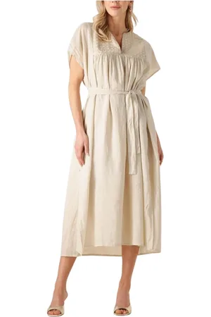 Greek Archaic Kori Kleedjes, Dames, , M, Denim, Maxi Jurk voor de Zomer