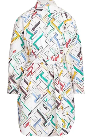 Tommy Hilfiger Kleedjes, Dames, Veelkleurig, S, Katoen, Poplin Overhemdjurk