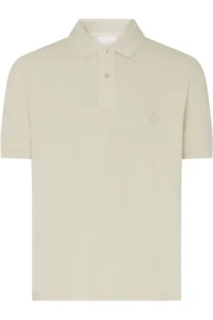 Isabel Marant Tops, Heren, , L, Katoen, Geborduurde polo shirt met knopen aan de voorkant