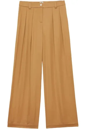 Inès de la Fressange Broeken, Dames, Bruin, 2Xs, Leer, Luciano kameelbroek