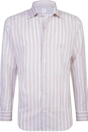 ELEVENTY Overhemden, Heren, Roze, L, Katoen, Gestreept katoenlinnen overhemd slim fit