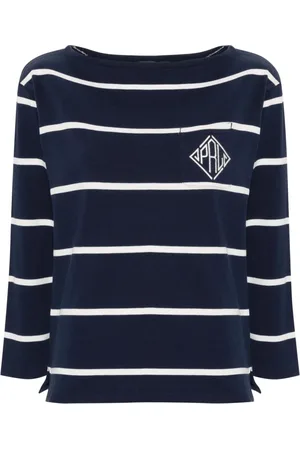 Ralph Lauren Truien, Dames, Blauw, S, Katoen, Blauw Katoenen T-shirt met Lange Mouwen