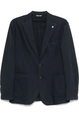 Manuel Ritz Jassen, Heren, Blauw, M, Blauwe Jas met Voorknoopsluiting