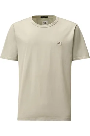C.P. Company Tops, Heren, Wit, L, Katoen, Gemerzeriseerd Katoen Logo T-shirt Wit