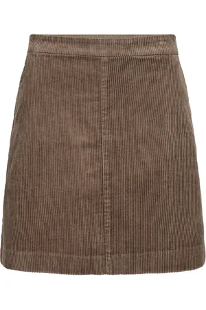 Part Two Rokken, Dames, Bruin, 2Xs, Katoen, A-lijn Rok Walnut met Elastische Tailleband van Hoge Kwaliteit