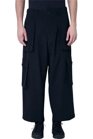 YOHJI YAMAMOTO Broeken, Heren, Zwart, L, Wol, Trekkoord Track Broek