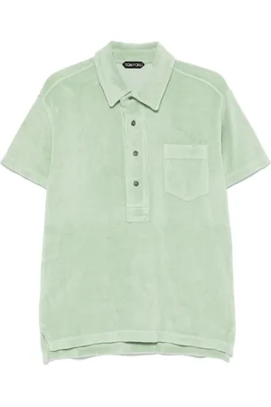 Tom Ford Tops, Heren, Groen, XL, Katoen, Katoenen polo shirt met badstof design