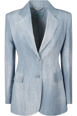 ERMANNO SCERVINO Jassen, Dames, Blauw, M, Denim, Blauwe Denim Blazer met knoopsluiting
