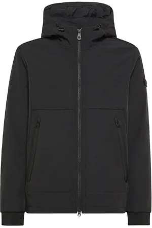 Peuterey Jassen, Heren, Zwart, S, Polyester, Zwart Jas met Uitneembare Binnenvoering