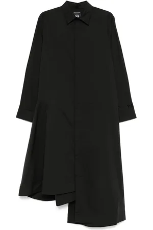 Y-3 Kleedjes, Dames, Zwart, S, Katoen, A-lijn Jurk met Lange Mouwen
