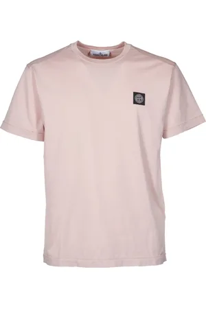 Stone Island Tops, Heren, Roze, L, Katoen, Jersey katoenen T-shirt met logopatch