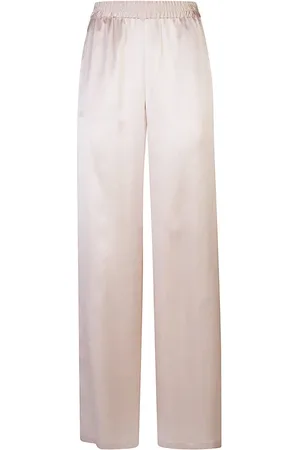 ELEVENTY Broeken, Dames, , M, Satijn, Zijden Palazzo Broek met Elastische Tailleband