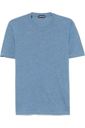Tom Ford Tops, Heren, Blauw, L, Katoen, T-shirt van katoenmix