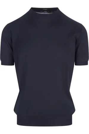 Kiton Truien, Heren, Blauw, XL, Katoen, Blauw Katoenen Gebreid T-shirt