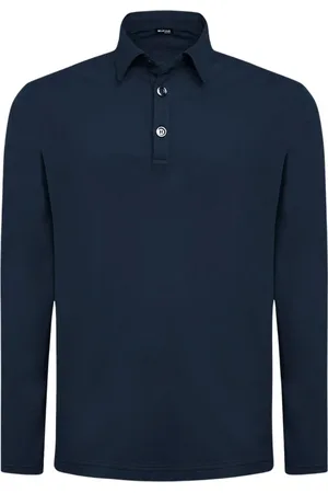 Kiton Tops, Heren, Blauw, M, Katoen, Marineblauwe katoenen polo shirt
