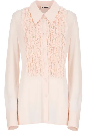 Jil Sander Blouses & Shirts, Dames, Roze, S, Roze Viscose Blouse met Franjes