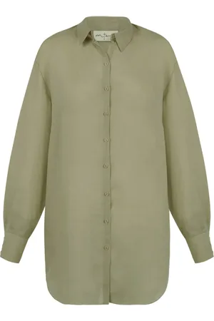 Cortana Blouses & Shirts, Dames, Groen, XS, Matz, groen ramie overhemd