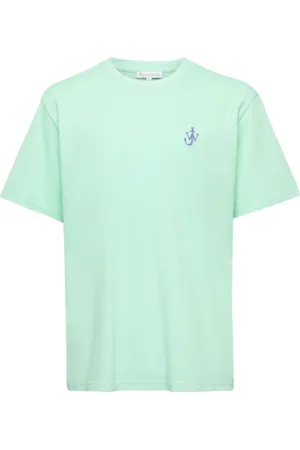 J.W.Anderson Tops, Heren, Groen, L, Katoen, T-Shirt MET Ankerborduursel