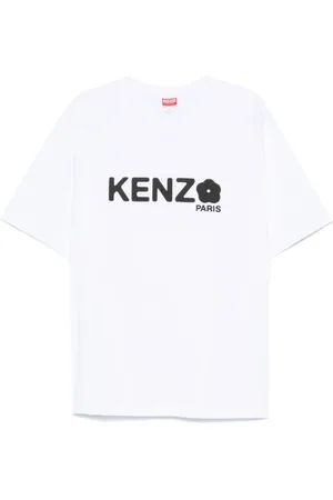 Kenzo Tops, Heren, Wit, XL, Katoen, T-shirt met ronde hals