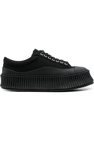 Jil Sander Schoenen, Dames, Zwart, 38 EU, Leer, Zwarte leren sneakers