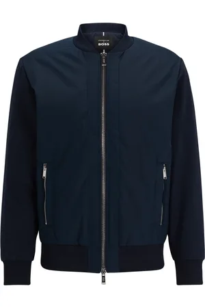 HUGO BOSS Jassen, Heren, Blauw, L, Cardigan Bomberjack