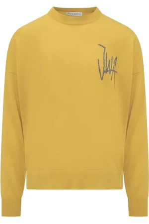 J.W.Anderson Truien, Heren, Geel, XS, Wol, Jacquard Crewneck Trui