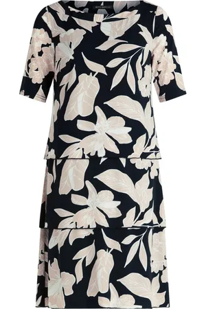 Betty Barclay Kleedjes, Dames, Zwart, 3Xl, Bloemen Gelaagde Jurk Korte Mouw