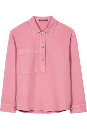 Luisa Cerano Blouses & Shirts, Dames, Roze, XL, Denim, Denim blouse met overhemdkraag