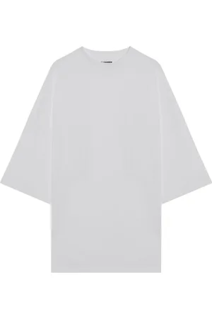 Jil Sander Tops, Heren, Wit, M, Katoen, T-shirt met korte mouwen en ronde hals