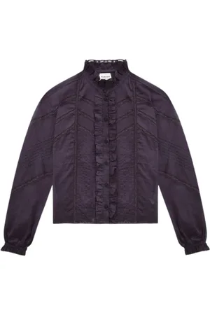 Isabel Marant Blouses & Shirts, Dames, Paars, 2Xs, Katoen, Ruffle Katoenen Blouse