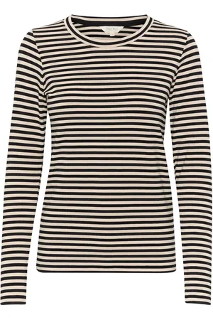 Part Two Tops, Dames, Veelkleurig, L, Gestreept T-shirt met lange mouwen