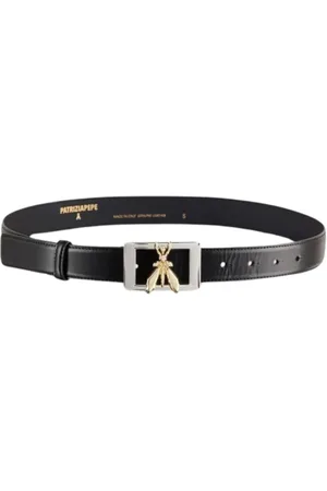 Patrizia Pepe Accessoires, Dames, Zwart, L, Leer, Gehamerde leren riem met vliegjesniet