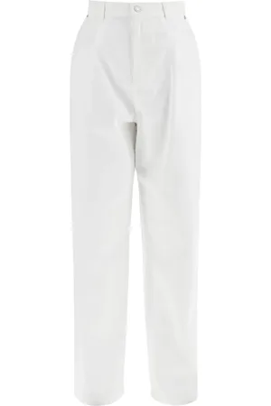 Moschino Broeken, Heren, Wit, M, Katoen, Witte Wijde Pijp Katoenen Broek