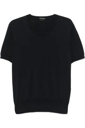 Tom Ford Tops, Heren, Blauw, 3Xl, Katoen, Trui met ronde hals