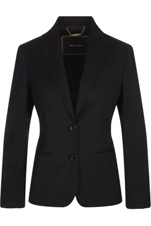 Kiton Jassen, Dames, Zwart, M, Zwarte Virgin Wool Single-breasted Blazer