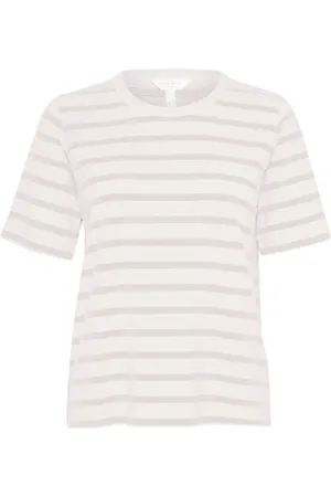 Part Two Tops, Dames, , S, Katoen, Gestreept T-shirt French Oak White